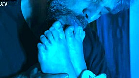 My heart races up close with artemis' sweaty nylon feet and toes