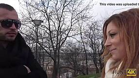 angry boyfriend watches his slutty redhead gf cheat fingering blowjob sex for cash