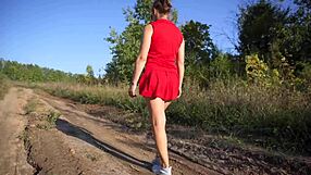 Miniskirt Girl Flashes Butt and Thong Outdoors!