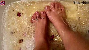 Hey after that tough workday i'm washing my tattooed feet with rose petals and herbs
