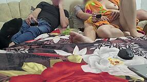 A Cuckold Watches Wife's Holes Stuffed In Wild Doggystyle Creampie Frenzy