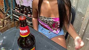 Brazilian Alice's First Bar Ride on Thick Old Cock Publicly