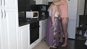 Stepmom yanks skirt off huge ass jerks throbbing cock blows it deep then begs for anal pounding