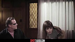 Stepdad rails teen pussy while stepmom joins deepthroat ride