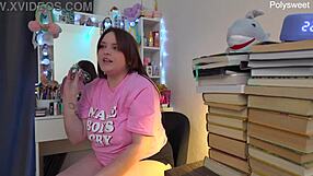 Russian milf films dirty talk solo toy play backstage in backroom