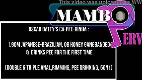 skinny 1.90m Japanese-Brazilian beauty bends over for first-time 5-on-1 monster cocks rimming double pee gapes