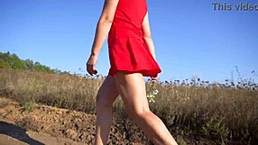 Miniskirt Girl Flashes Butt and Thong Outdoors!