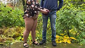Chubby Bbw Housewife Flashes Saggy Tits And Wet Pussy Outdoor With Lover