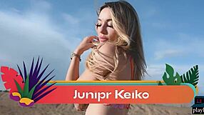 Blonde teen model Juniper Keiko strips naked outdoors petite tits bouncing sexy