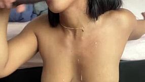 Amateur couple's passionate cuckold deepthroat with big black cock all for me