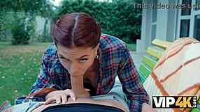 vip4k. cute redhead pigtails master cheats with monster cock blowjob outdoors