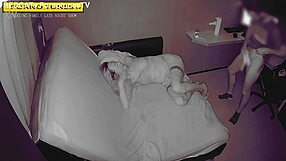 blindfolded cheating wife milf moans as huge neighbor cock creampies her tight pussy late night