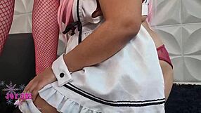 plump brazilian maid goddess dominates nerd sissy with ass worship foot fetish and fingering
