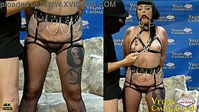 Cece Larue chained in bdsm with ass pussy hooked fucked candle wax wand orgasms close up