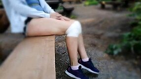 A solo amateur wanders outdoors teasing feet legs toes for your jerk off fetish instructions