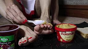 Peanut Butter Toes in Footjob Frenzy