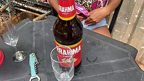 Brazilian Alice's First Bar Ride on Thick Old Cock Publicly