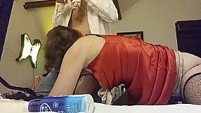 clothed french slut red white satin panties doggystyle pov dirty talk rimjob ass to mouth