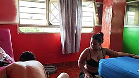 step-nephew makes mature colombian milf suck his cock like whore while husband away