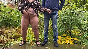 Chubby Bbw Housewife Flashes Saggy Tits And Wet Pussy Outdoor With Lover