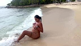 melani latina hides big cock cravings during bent over nudist beach quickie sex