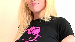 Stunning Blonde Strips Teases Gropes Big Natural Tits Rips Clothes On Bed