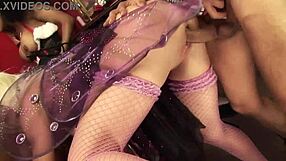 cosplay orgy explodes into cum swapping tongue action