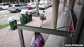 masked thief hannah quinn bends over for store guard's big cock