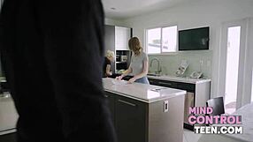 Stepdad sneaks up on tristan summers homework pounding her on kitchen island