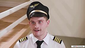 Pilot Anal Fucks Tgirl Flight Attendant Bareback