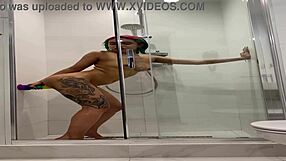 naked roxy steps into steamy shower teasing her wet body before masturbating wildly
