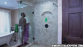 Naughty Stepdaughter Spies on Stepdad's Huge Dick Shower Clean!