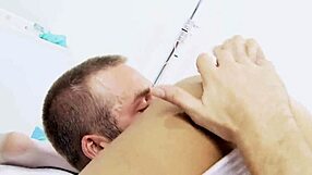 he wakes up in hospital with slut's mouth stuffed full on his throbbing cock ready for action