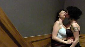Busty Lesbians Crave Pussy In Bathroom Dildo Play