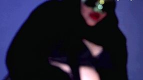 young tattooed indian wife in hijab rides dildo on ass then masturbates pussy wet