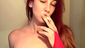 god italian milf artemisia love with huge tits smokes cig while showing perfect body