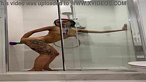 naked roxy steps into steamy shower teasing her wet body before masturbating wildly
