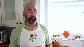 Pervy Step Papa Pounds Violet Gems in Kitchen Hardcore