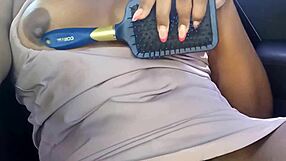 hey after that long day i'm masturbating in the car fingering my pussy then fucking hard
