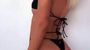 all black bikini babes dancing close in the club thong mix