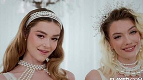 kenna james and della cate's petite lesbian fingering explodes