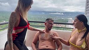 Two perfect tit Colombian sluts Melani Rincon dirty trio muff dive ride