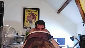 Clothed French Slut in Satin Panty and Brown Dress Fucked Doggystyle with Ass Licking to Mouth!