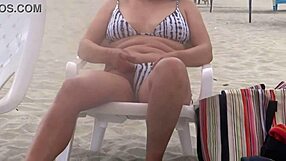 StepSon's huge erection on beach needs Mom's hairy pussy to drain his cumshot load