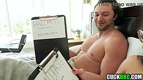 cuckold husband watches his wife take that big black cock deep