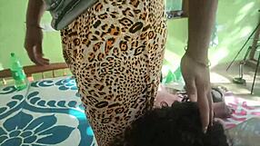horny indian husband fingers chubby brunette wife's ass on bed while kissing