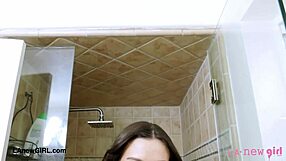 that alluring brunette teen hopped in for a quick shower