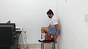 Curvy student shoves toy deep in principal's office
