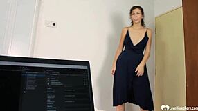 curly brunette girlfriend rips clothes kneels pov deepthroats my monster cock