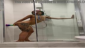 naked roxy steps into steamy shower teasing her wet body before masturbating wildly